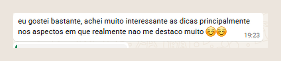 Mensagem de participante do MEC: gostei bastante, achei muito interessante as dicas